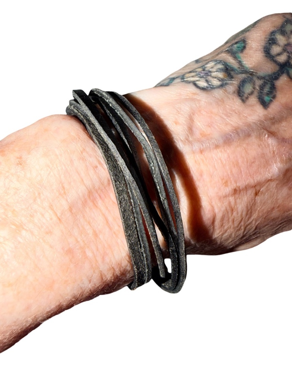 UNISEX Multi-Strand BLACK Leather Wrap Bracelet/necklace w/magnetic closure